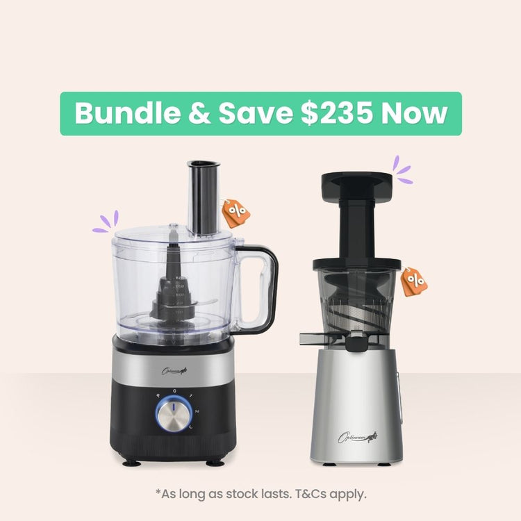 Optimum 8 Cup Food Processor + 600M Cold Press Juicer Bundle