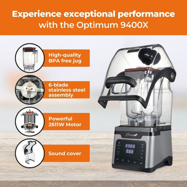 best commercial blender optimum 9400x test winner with accessories no sound cover ice blender 2600W powerful