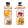 Thumbnail for Comparison of fine and blank strainers Optimum 600M with corresponding food items on a white background.