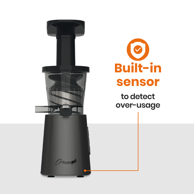 Optimum 600M juicer with built-in sensor feature on a white background