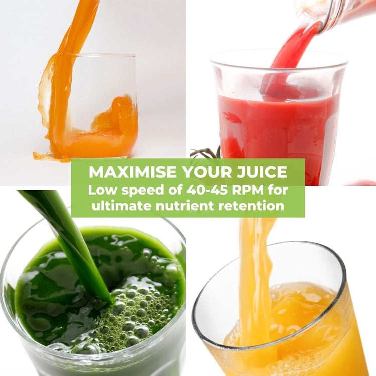 optimum 600xxl best cold press slow juicer award winner Australia more juice low rpm