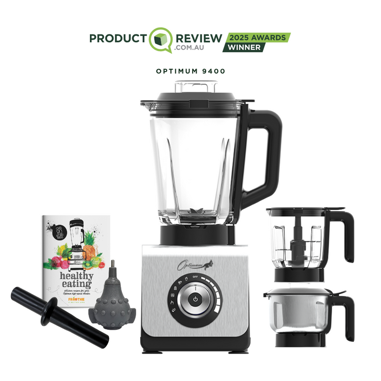 optimum 9400 essential food blender smoothie drink maker with glass jug plastic food processor jug garlic peeler stainless steel grinder jar silver