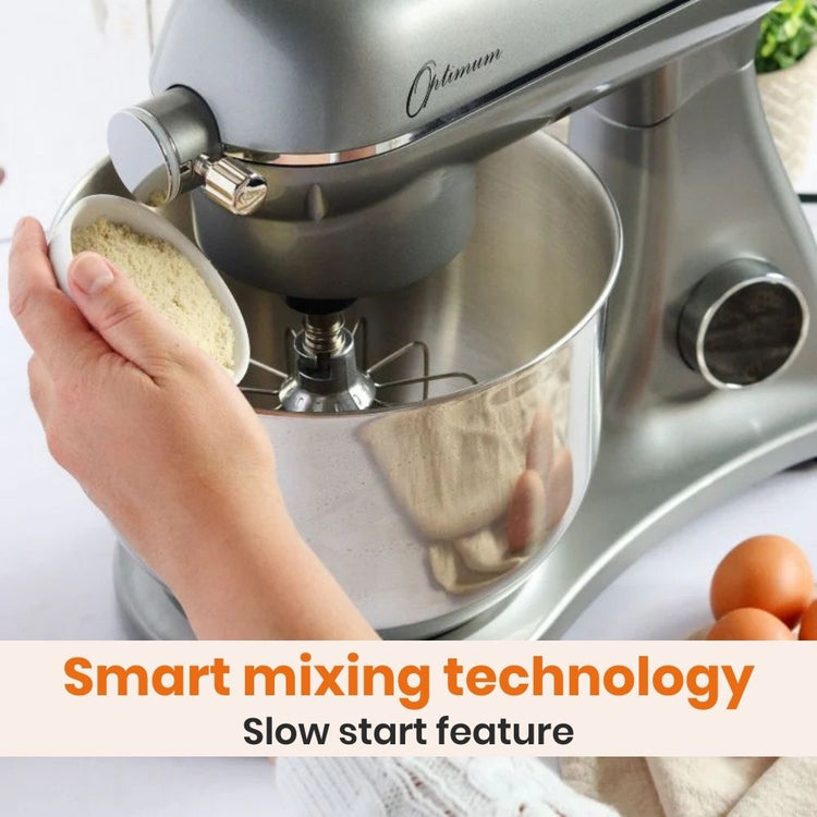 optimum bon appetit stand mixer kitchenaid competitor powerful big capacity multiple attachments smart mixing