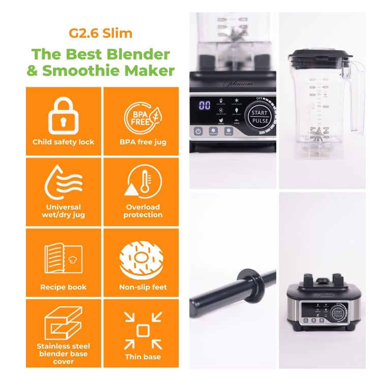 optimum g2.6 best blender for smoothies, smoothie maker - productreview award winner bpa free jug