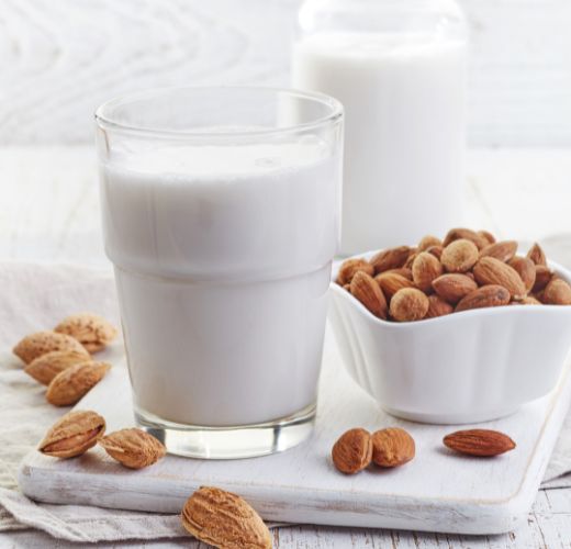 almond milk made in a blender