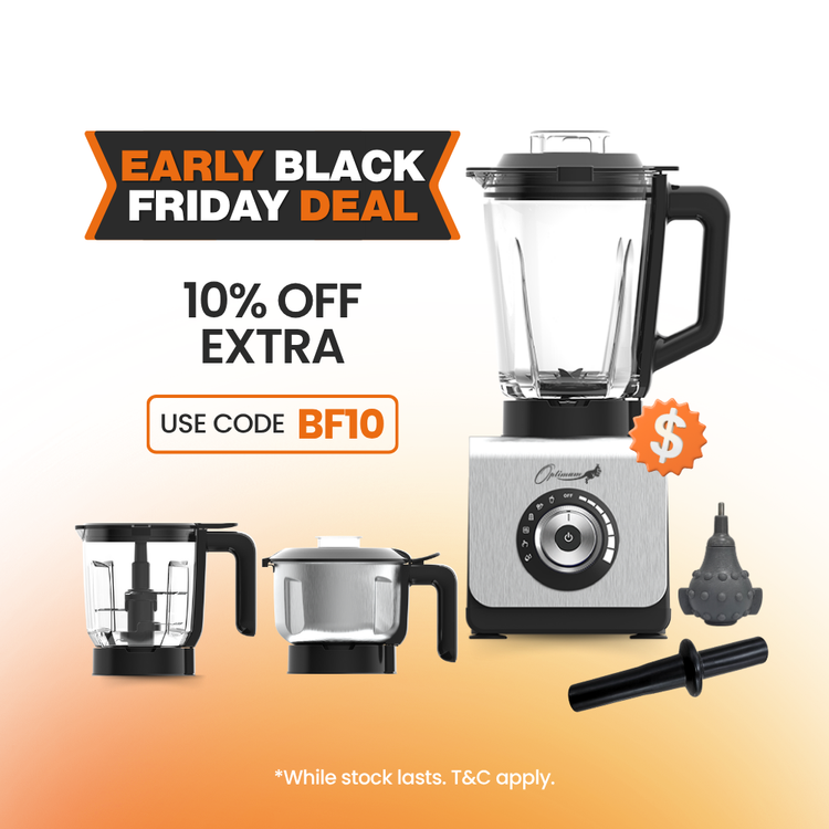 optimum 9400 essential food blender smoothie drink maker with glass jug plastic food processor jug garlic peeler stainless steel grinder jar silver special black friday discount