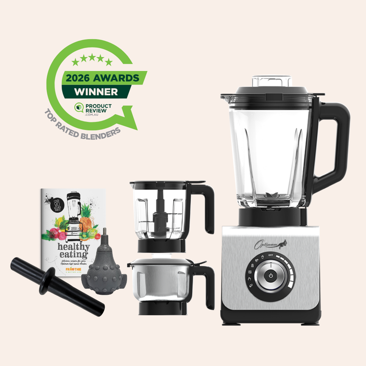 optimum 9400 essential food blender smoothie drink maker with glass jug plastic food processor jug garlic peeler stainless steel grinder jar silver