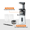 Thumbnail for Juicer Optimum 600M with accessories including a fine strainer, 600ml juice cup, 600ml residue cup, cleaning brush, and blank strainer on a white background