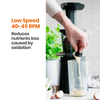 Thumbnail for Person using 600M slow juicer with text about low speed and nutrient retention. Best juicer Australia