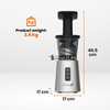 Thumbnail for Optimum 600M juicer with measurements and weight 3.5kg  displayed on a white background