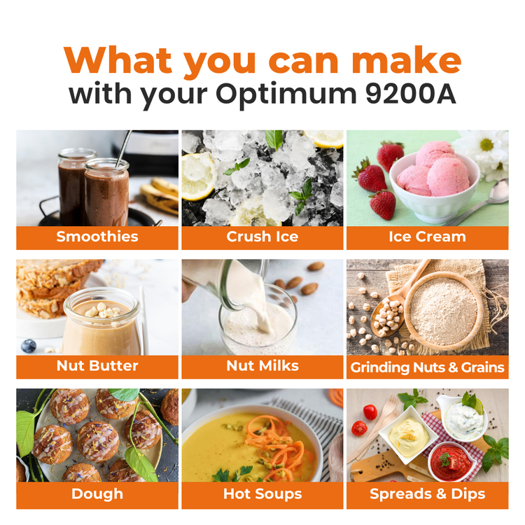 froothie best high speed blender optimum 9200A award winner powerful 2611 watts, crush ice, smoothies, nut butter, nut milks, soups, spreads