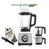 Thumbnail for optimum 9400 essential food blender smoothie drink maker with glass jug plastic food processor jug garlic peeler stainless steel grinder jar silver