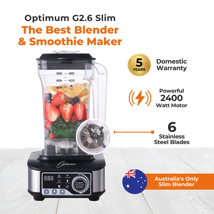 optimum g2.6 slim best smoothie maker australia, 2400w motor, stainless steel blades